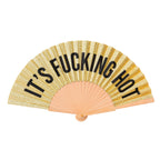 Abanico «It’s Fucking Hot» · Purpurina dorada · Fisura