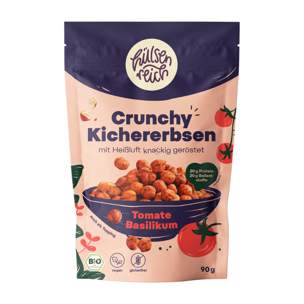 Garbanzos crujientes de tomate y albahaca