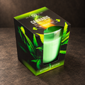 Candle with dried cannabis leaves scent