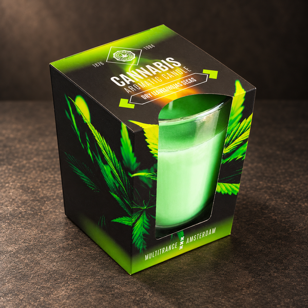 Vela aromática cannabis hojas secas