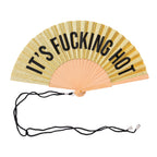 Abanico «It’s Fucking Hot» · Purpurina dorada · Fisura