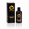 Aceite de masaje Crysalidas · 1500 mg CBD · 100 ml — caja y envase sobre fondo blanco con reflejo