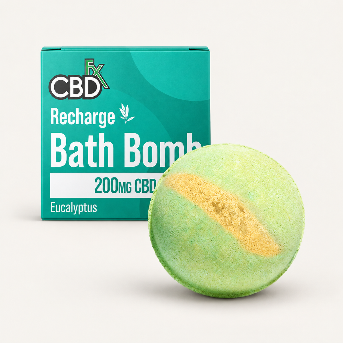 Bomba de baño de eucalipto CBDfx · 200 mg CBD — envase del producto