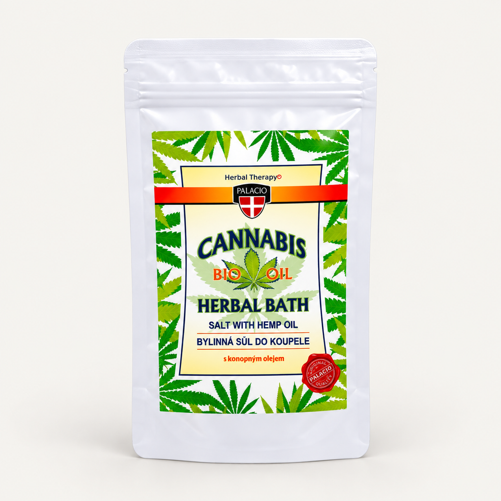 Sales de baño Palacio con aceite de cáñamo — envase del producto
