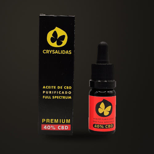 Aceite Full Spectrum (40% CBD), sobre fondo oscuro Estudio.