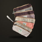 Estuches de cáñamo con cremallera, sobre fondo oscuro Estudio.